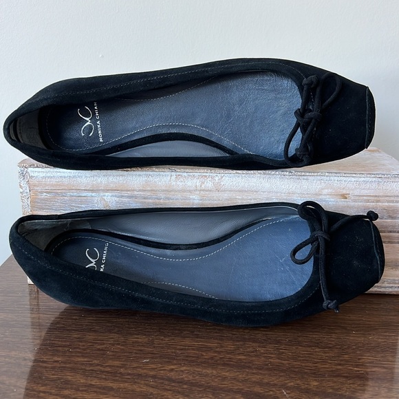 Monika Chiang Black Genuine Leather Flats with Bow Detail Size 37 1/2